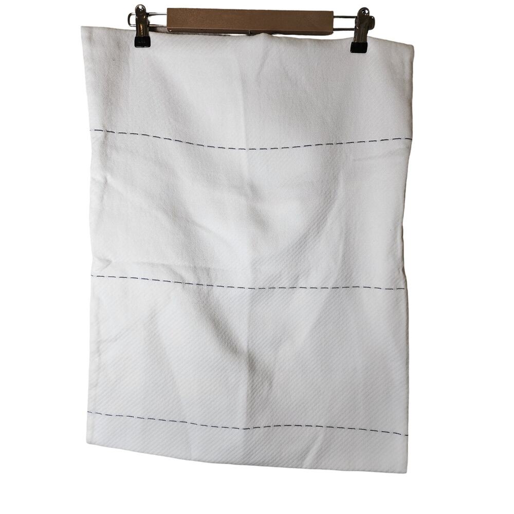 CB2 White w/ Fine Line Dash Black Textured STANDARD Pillow Shams Portugal set/ 2